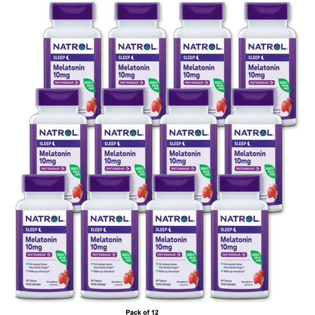 Natrol Melatonin Fast Dissolve 10 Mg Tablets Citrus Punch60 Ea 1.28Oz (Pack Of 12)