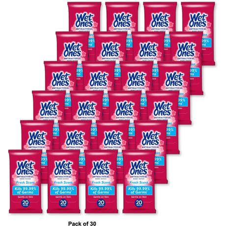 Wet Ones Antibacterial Fresh Scent Hand Wipes 0.23Oz (Pack Of 30)