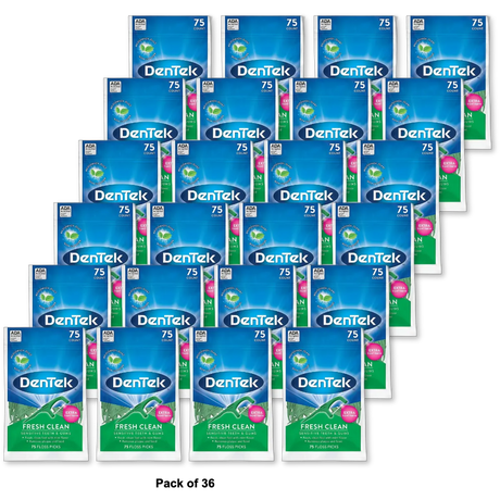 Dentek Fresh Clean Floss Picks Long Lasting Mint 0.17Oz (Pack Of 36)