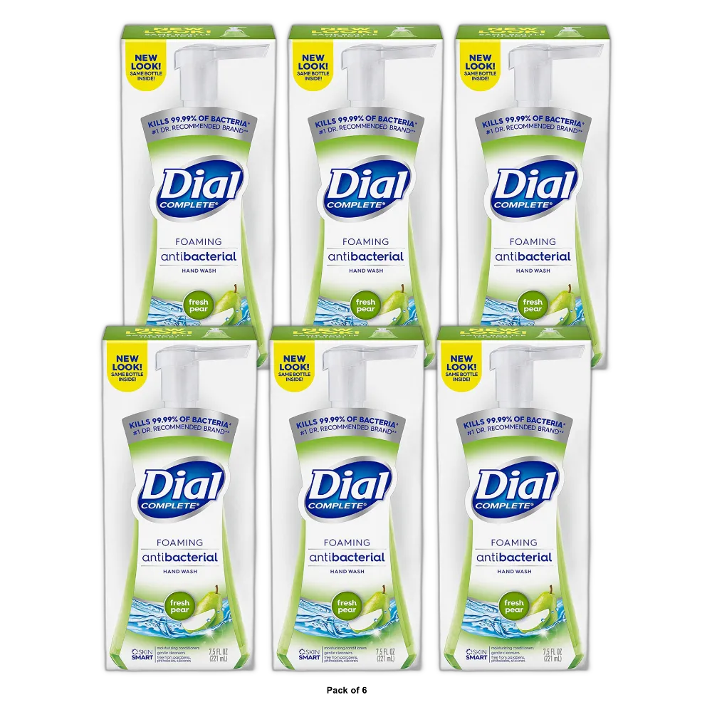 Dial Complete Antibacterial Foaming Hand Wash With Lotion Fresh Pear 7.5Oz (Pack of 6)