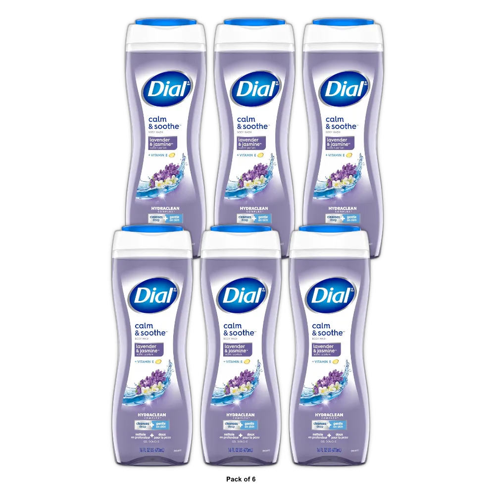 Dial Lavender and Twilight Jasmine Hydrating Body Wash 16Oz (Pack of 6)