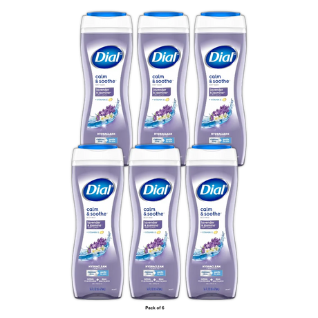 Dial Lavender and Twilight Jasmine Hydrating Body Wash 16Oz (Pack of 6)