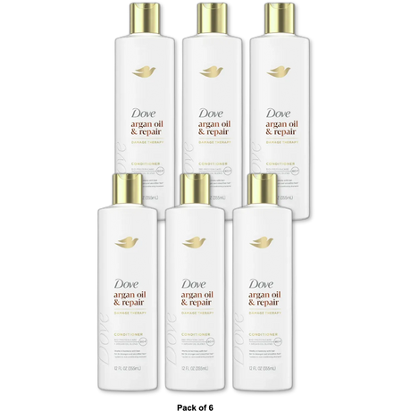 Dove Conditioner Argan Oil & Damage Repair 1 for Damaged Hair 92% Natural Origin Paraben Free Conditioner 12 oz (Pack of 6)