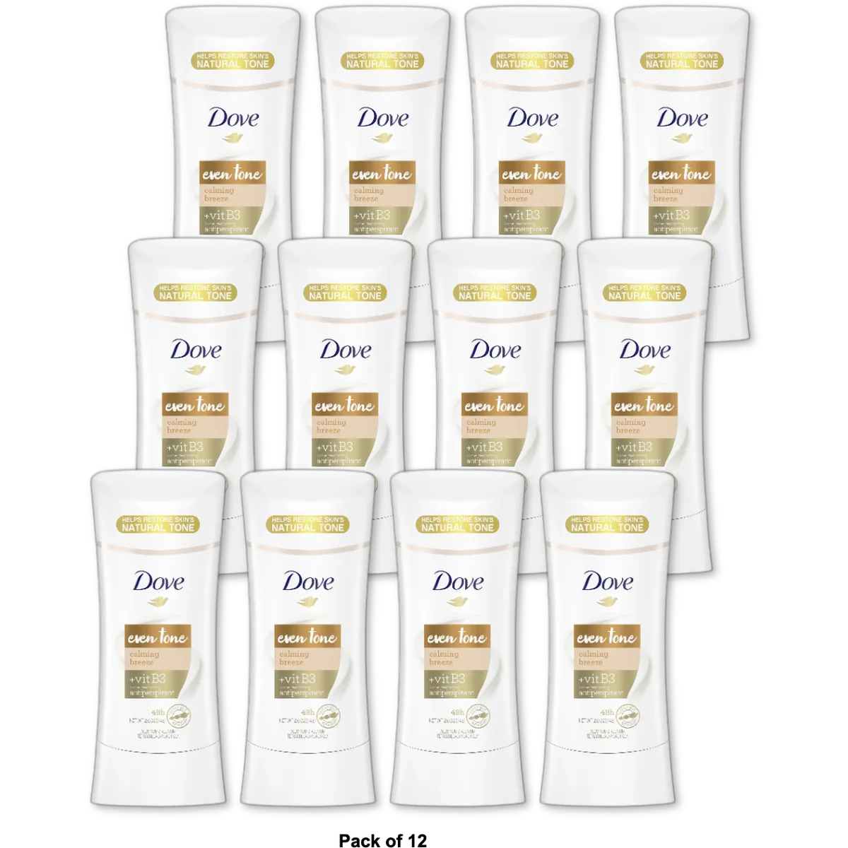 Dove Even Tone Antiperspirant Deodorant Stick Apple Blossom & Mango Butter 2.6 oz (Pack of 12)