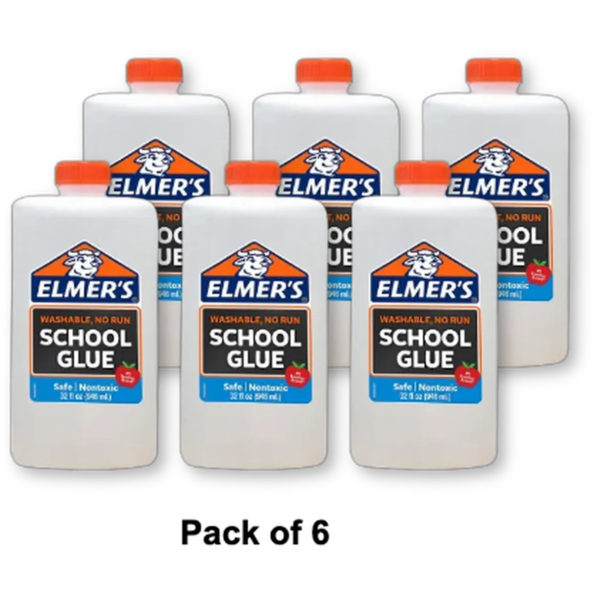 Elmer's Liquid School Glue White Washable 32 Ounces (Pack of 6)