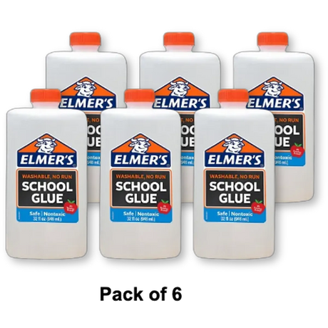 Elmer's Liquid School Glue White Washable 32 Ounces (Pack of 6)
