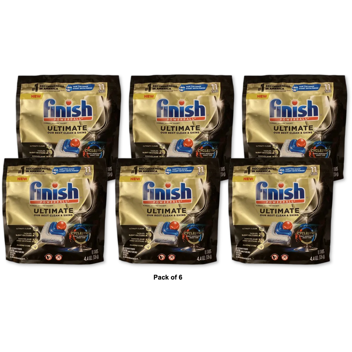 Finish Powerball Ultimate Dishwasher Detergent Tabs 11ct 4.4oz (Pack of 6)