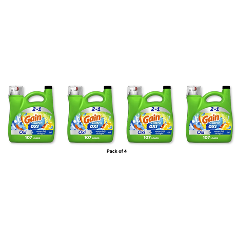 Gain Liquid Detergent Waterfall Delight 107-Loads 154 oz (Pack of 4)