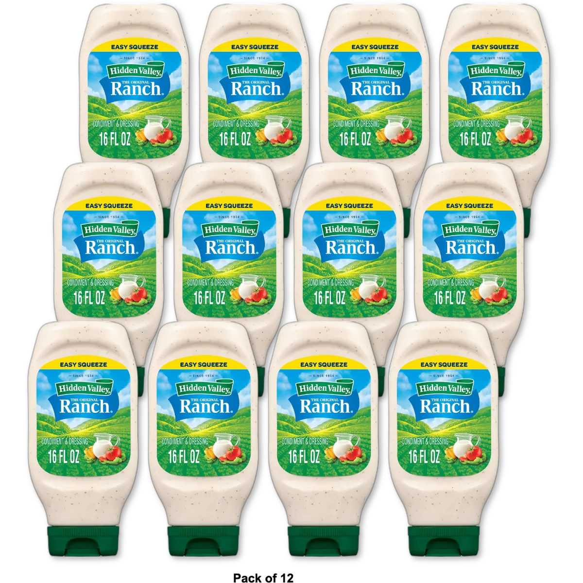 Hidden Valley Original Ranch Salad Dressing and Topping 16 fl oz (Pack of 12)