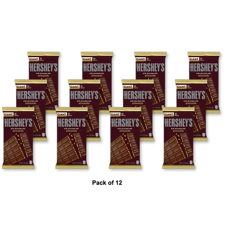 HERSHEY'S Giant Candy Bar Milk Chocolate with Almonds - 7.37 oz (Pack of 12)