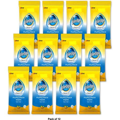 Pledge Clean And Dust Multi Surface Wipes 11.85oz (Pack of 12)