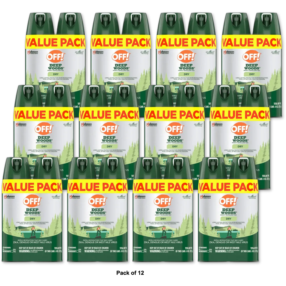 Off Deep Woods Insect Repellant VIII Dry 8oz (Pack of 12)