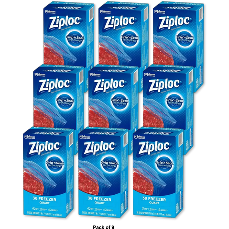 Ziploc Freezer Quart Bags With Grip 'N Seal Technology (Pack Of 9)