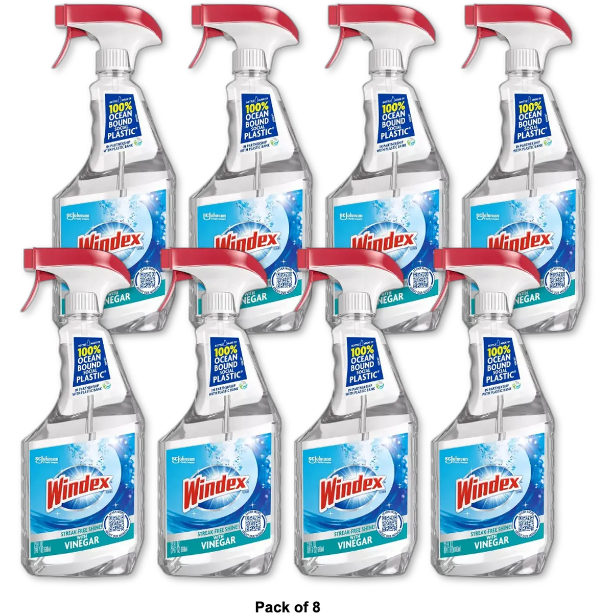 Windex Glass Cleaner Vinegar Spray 23Oz (Pack of 8)
