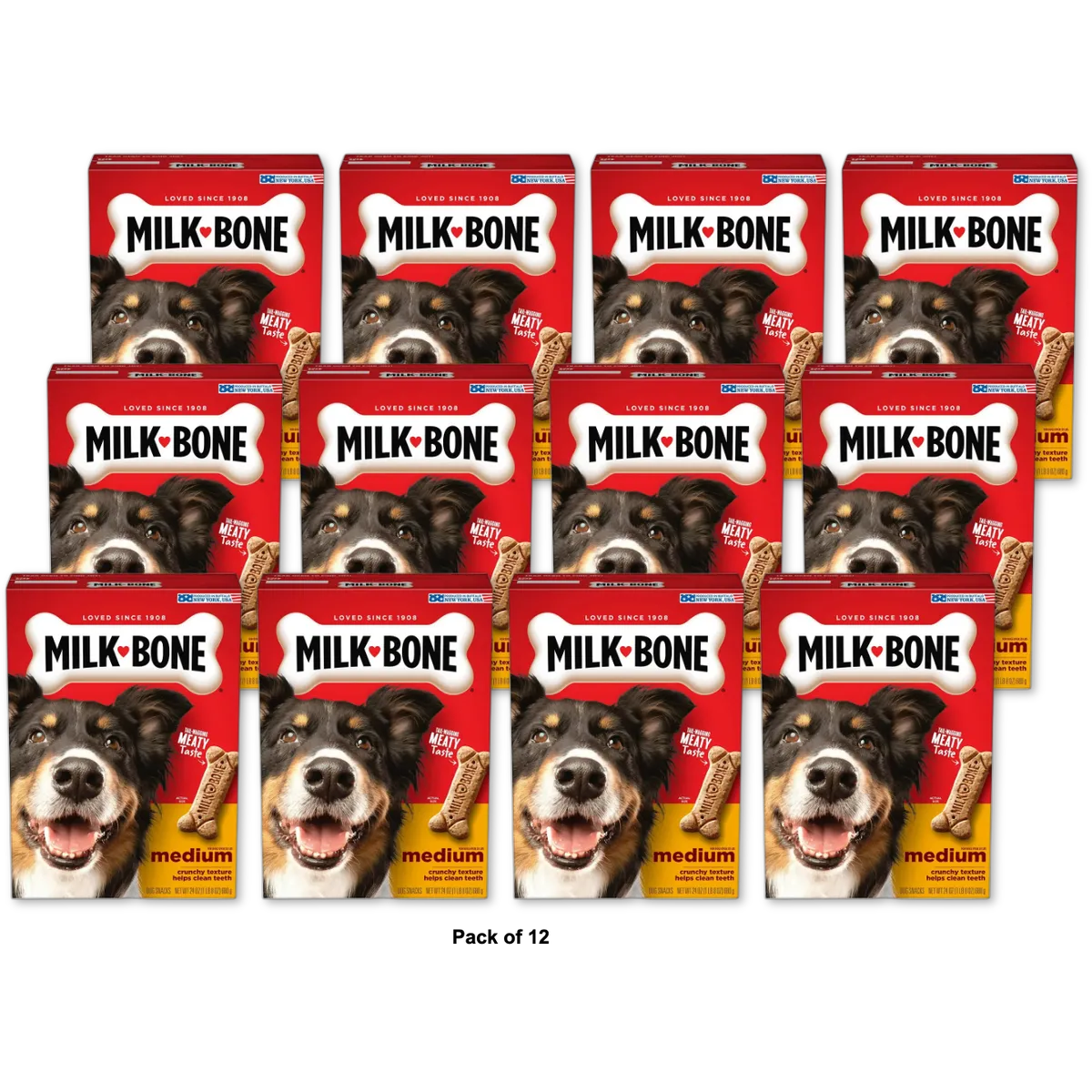 Milk Bone Crunchy Texture Snacks for Medium Dogs Teeth Clean 24Oz (Pack of 12)