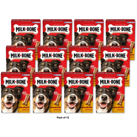 Milk Bone Crunchy Texture Snacks for Medium Dogs Teeth Clean 24Oz (Pack of 12)