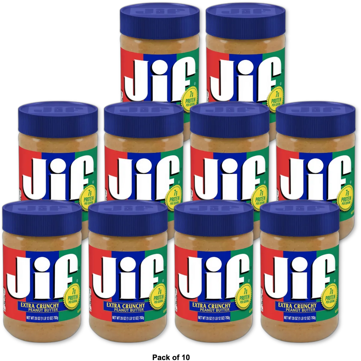 Jif Extra Crunchy Peanut Butter Jar 28Oz (Pack of 10)