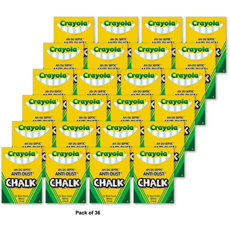 Crayola Nontoxic Chalk Sticks White Color 1.76oz (Pack of 36)