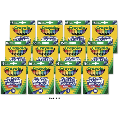 Crayola Ultra Clean Washable Color Max Nontoxic Large Crayons 6.2oz (Pack of 12)
