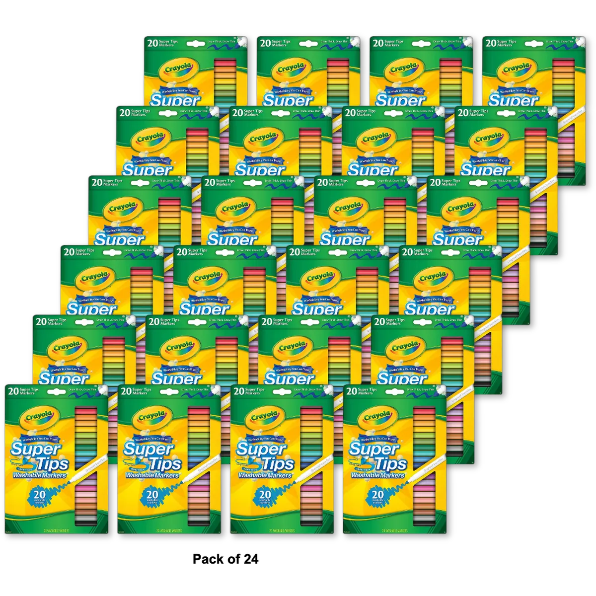 Crayola Super Tips Markers Washable Markers 20 Count 7oz (Pack of 24)