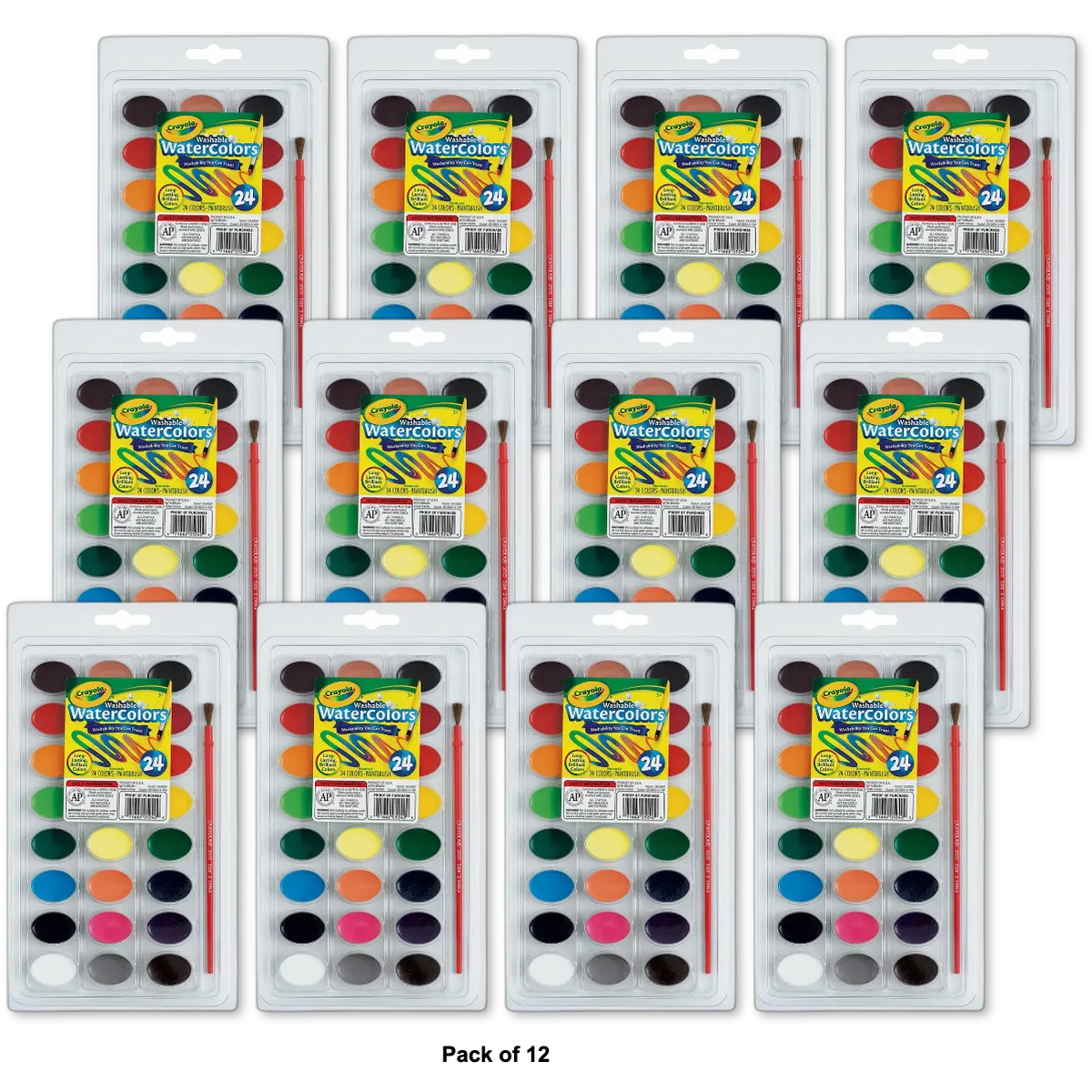 Crayola Washable Watercolors 24 colors 3.2oz (Pack of 12)