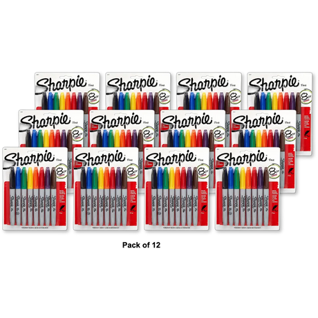 Sharpie Permanent Marker Fine Tip Assorted Colors 0.317Oz (Pack Of 12)