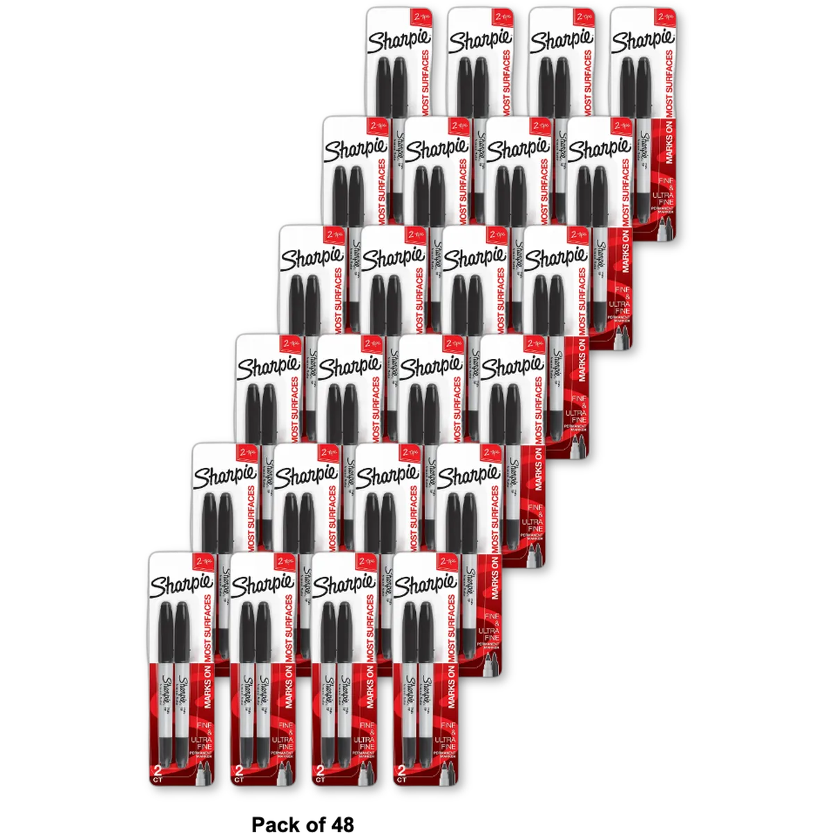 Sharpie 2Pk Permanent Markers Twin Tip Black 0.32Oz (Pack Of 48)
