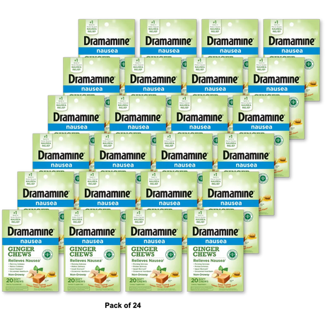 Dramamine Nausea Morning Sickness And Motion Sickness Relieves Lemon And Honey Ginger Flavor 3.84oz (Pack of 24)