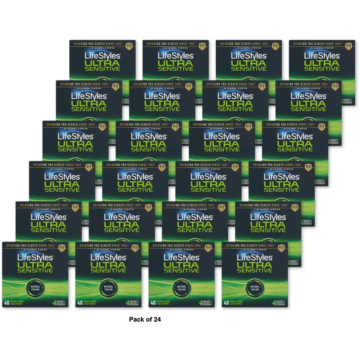 LifeStyles Ultra Sensitive Natural Feeling Lubricated Latex Condoms 0.7oz (Pack of 24)