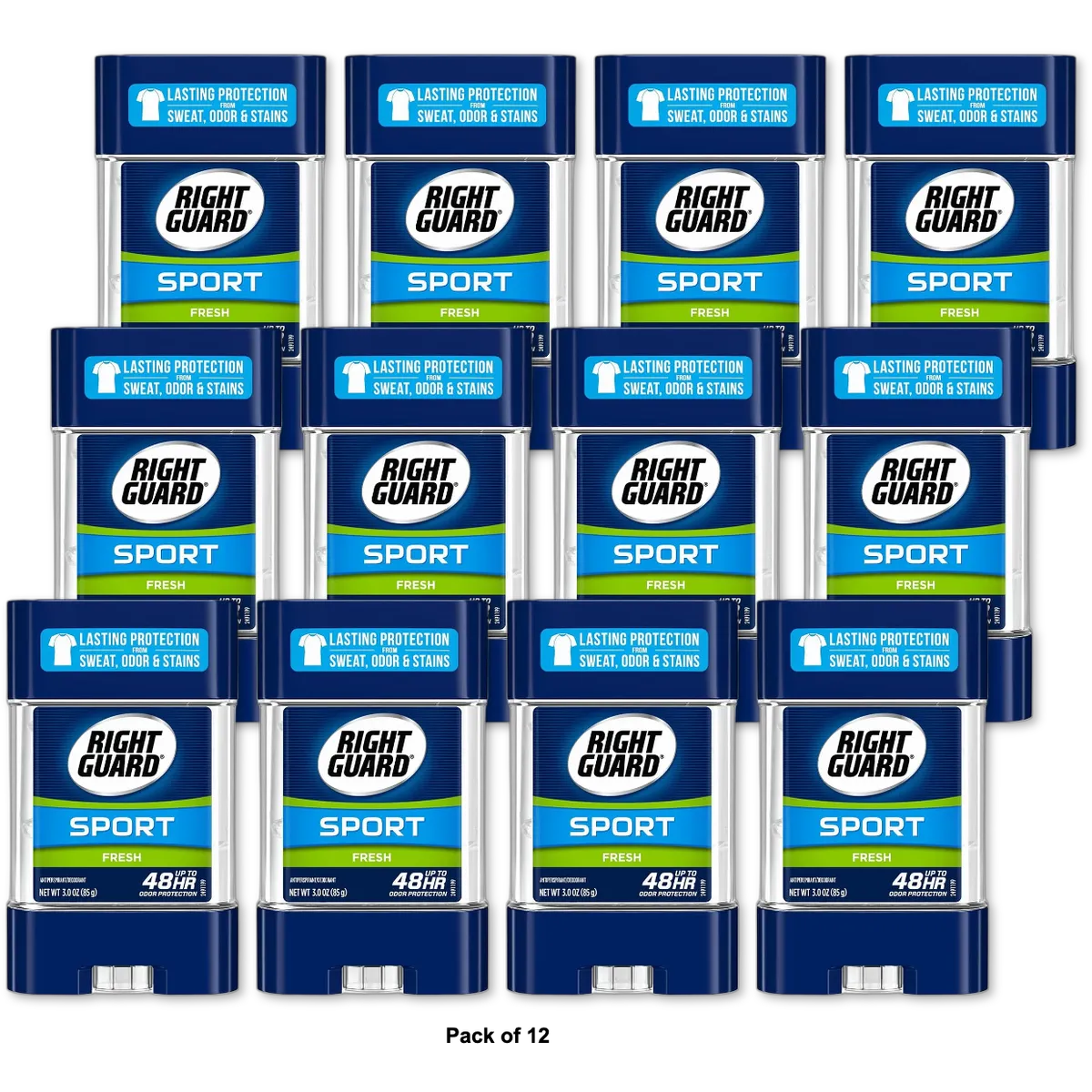Right Guard Sport Antiperspirant Deodorant Gel Fresh Scent 3Oz (Pack of 12)