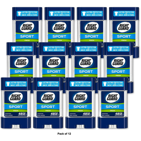 Right Guard Sport Antiperspirant Deodorant Gel Fresh Scent 3Oz (Pack of 12)