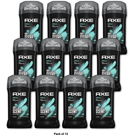 Axe Apollo All-Day Fresh Deodorant Stick 3Oz (Pack of 12)