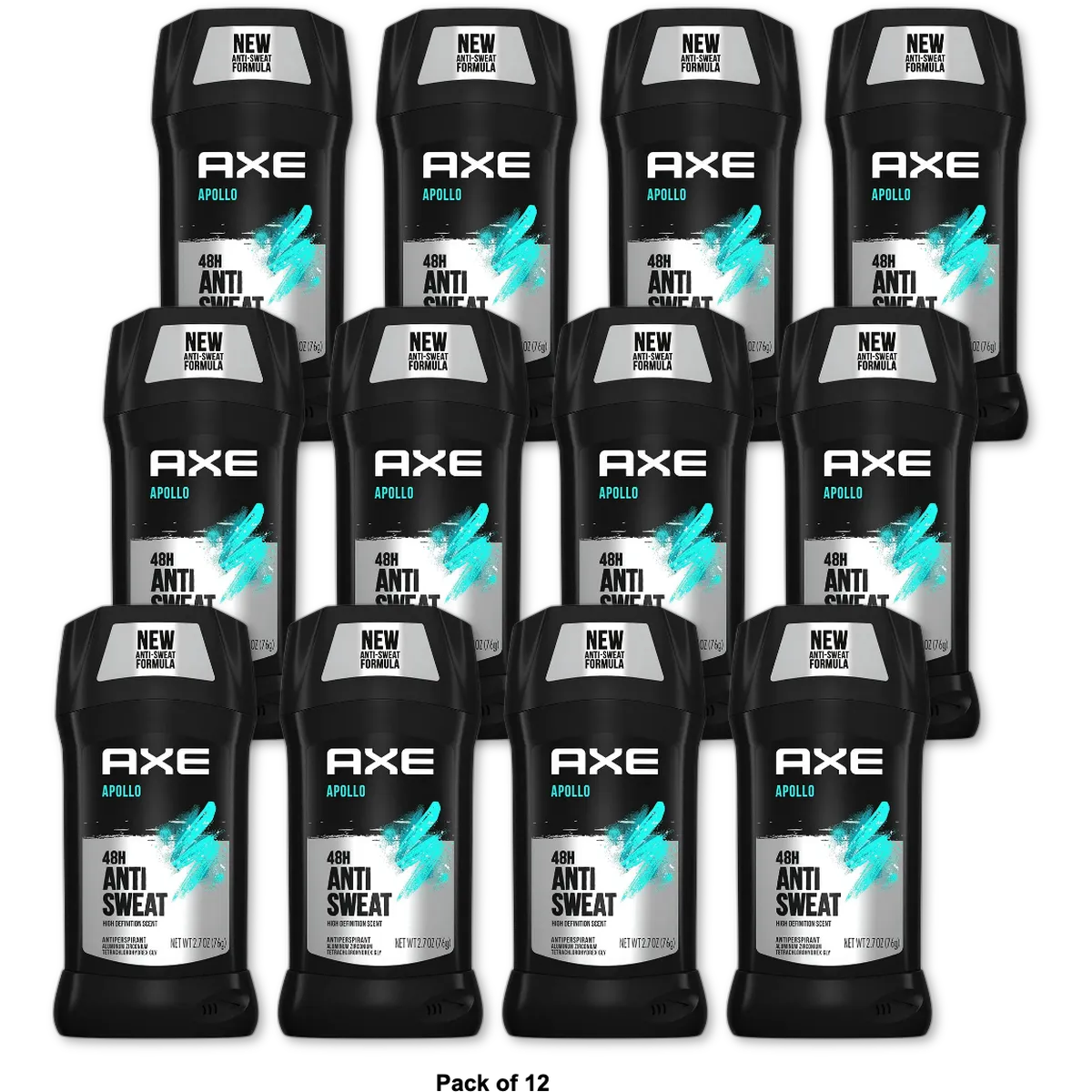 Axe Dry 24 Hour AntiPerspirant Deodorant Invisible Solid Apollo 2.7Oz (Pack of 12)