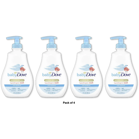 Baby Dove Rich Moisture Hypoallergnic Wash Newborn Sensitive Skin 13Oz (Pack of 4)
