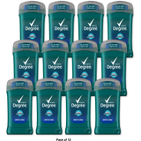 Degree Men Deodorant Stick Silver Ion Technology Invisible Stick Artic Edge 3Oz (Pack of 12)