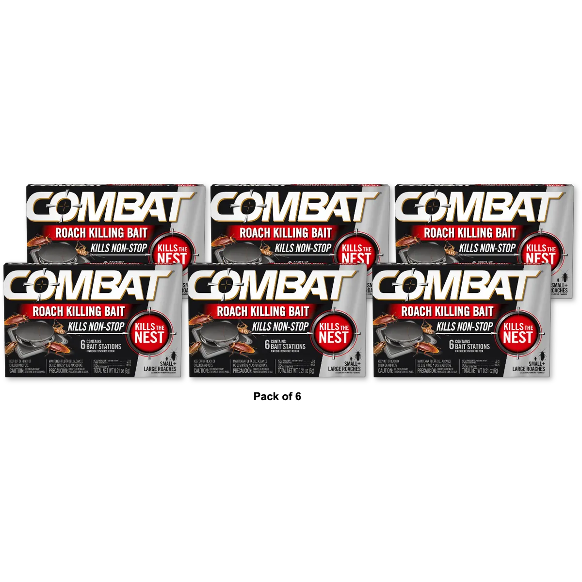 Combat Roach Killing Bait Stations For Small And Large Roaches 0.9Oz (Pack Of 6)