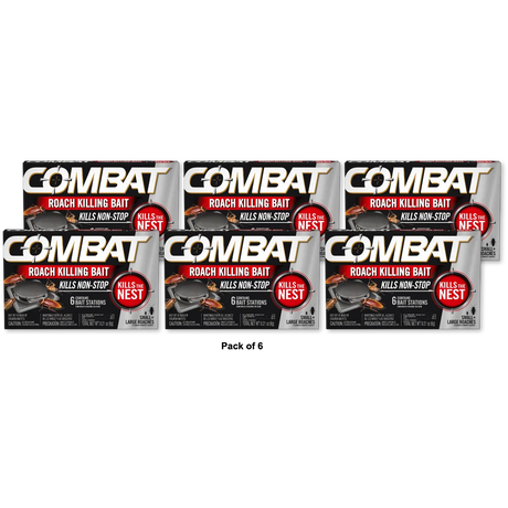 Combat Roach Killing Bait Stations For Small And Large Roaches 0.9Oz (Pack Of 6)
