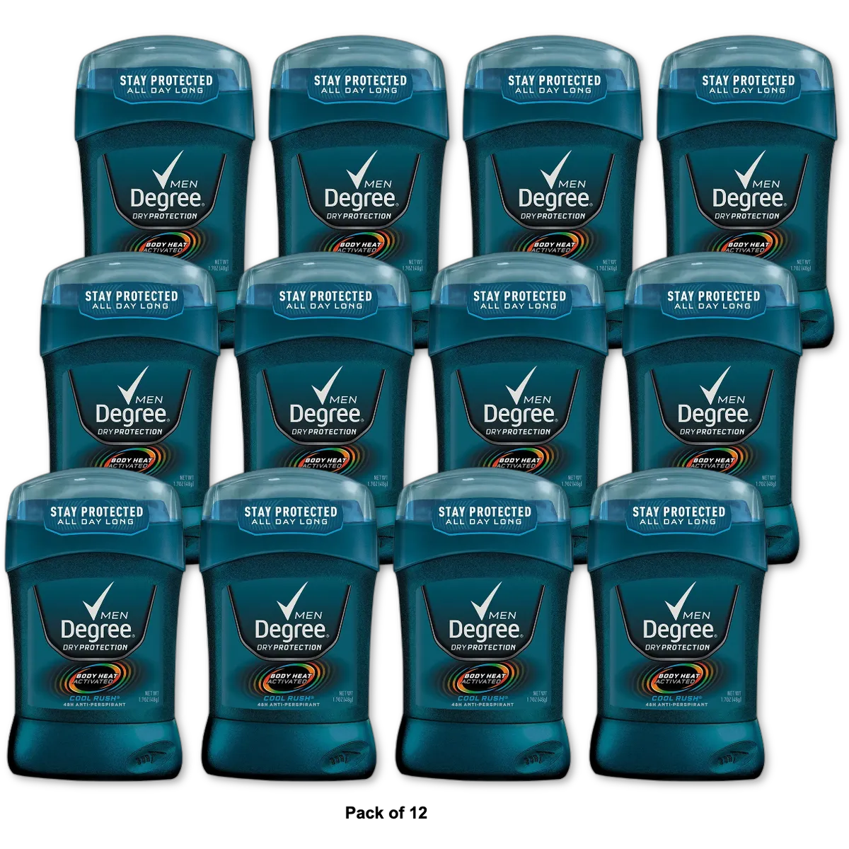 Degree Dry Protection Cool Rush Antiperspirant Deodorant for Men 1.7Oz (Pack of 12)
