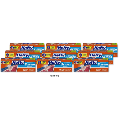Hefty Slider Quart Size Freezer Bags 11.04oz (Pack of 9)