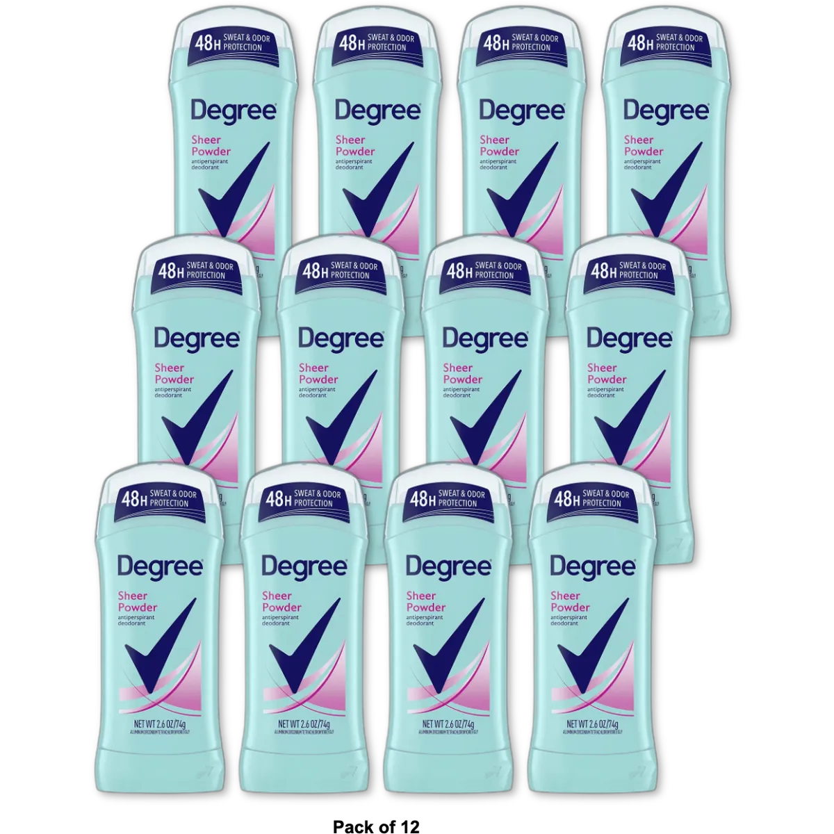Degree Anti-Perspirant And Deodorant Invisible Solid For Women Sheer Powder 2.6Oz (Pack of 12)