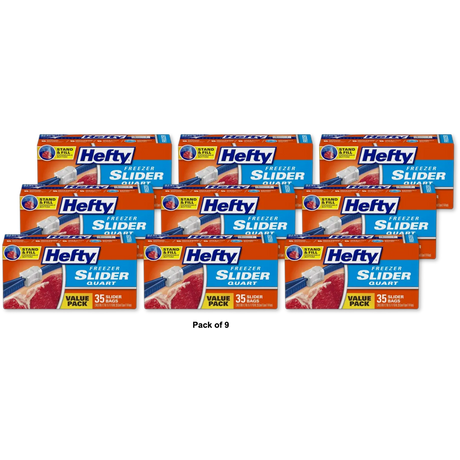 Hefty Quart Freezer Storage Slider Bags 56.8oz (Pack of 9)