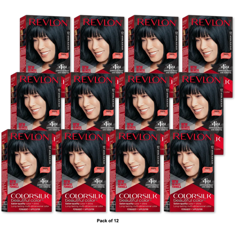 Revlon Colorsilk Beautiful Color Permanent Hair Color Natural Blue Black 48oz (Pack of 12)