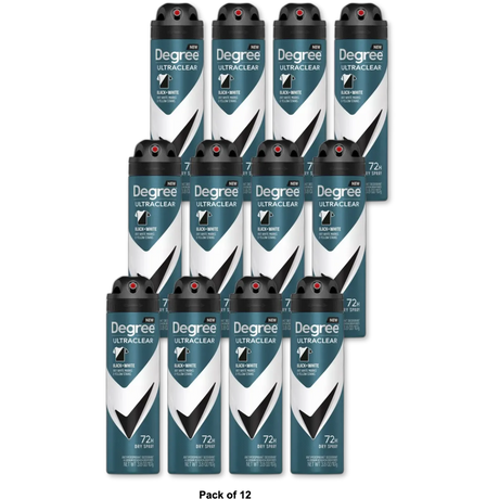 Degree Men UltraClear Black+White Antiperspirant & Deodorant Dry Spray 3.8Oz (Pack of 12)