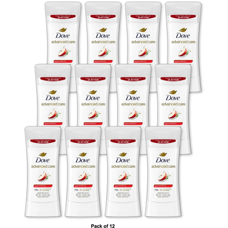Dove Advanced Care Womens Antiperspirant Deodorant Stick Apple and White Tea 2.6Oz (Pack of 12)