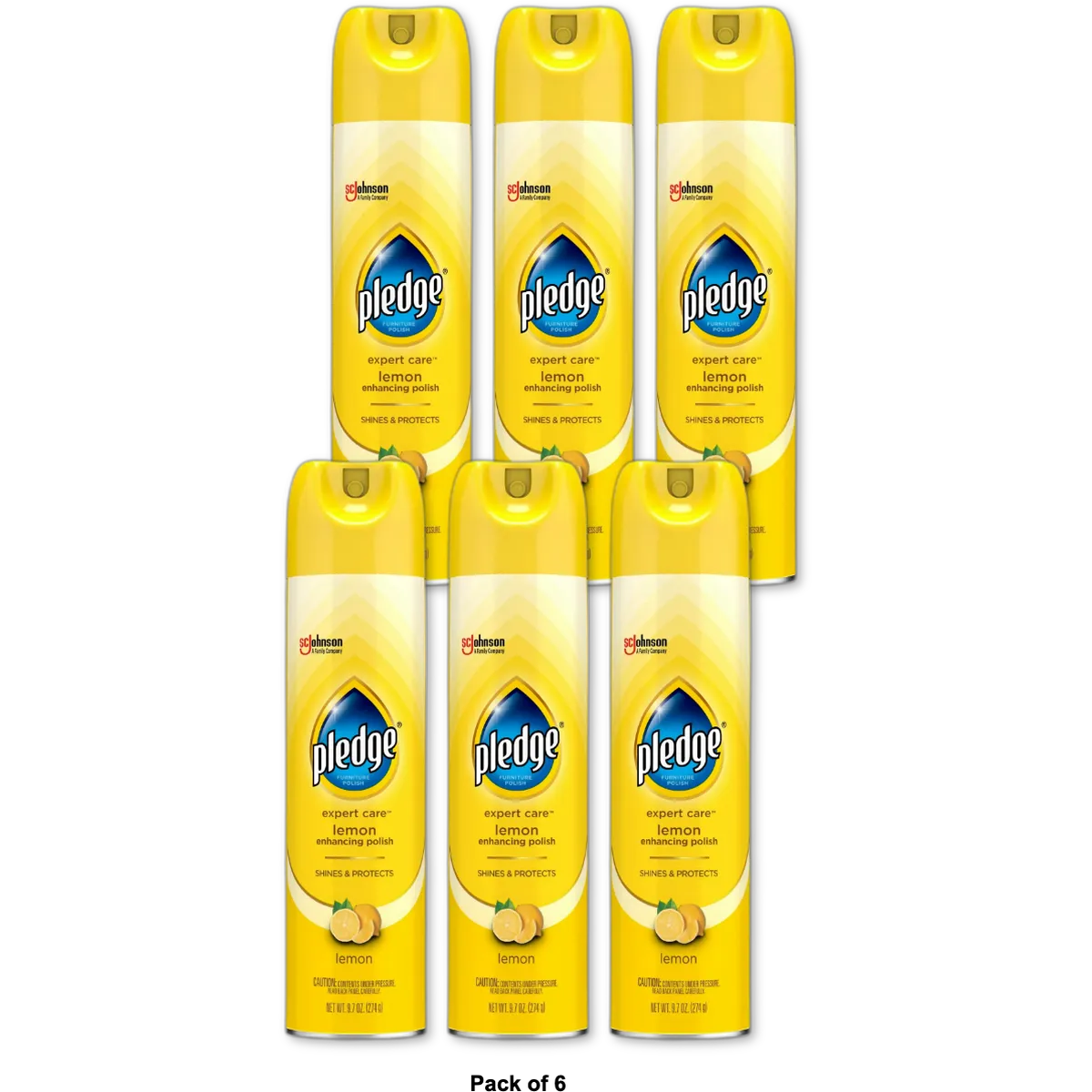 Pledge Lemon Clean Furniturer Polish Spray9.7Oz 12 Pack (Pack of 6)