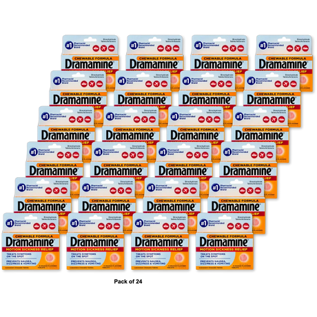 Dramamine Chewable Tablets For Motion Sickness Relief8 Ea 0.48Oz (Pack Of 24)