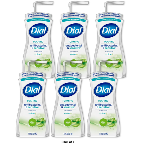 Dial Complete Clean And Gentle Antibacterial Foaming Hand Wash Aloe 1Oz (Pack Of 6)