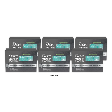 Dove Men And Care Blue Eucalyptus Relaxing 3 in 1 for Body Face Shave Bar Soap 3.75Oz (Pack of 6)