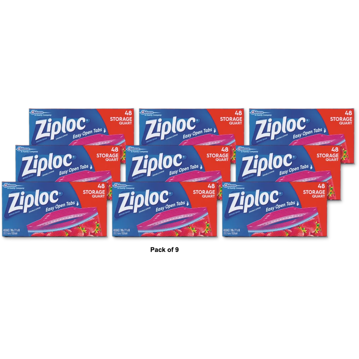 Ziploc Quart Food Storage Bags Grip 'N Seal Technology (Pack Of 9)
