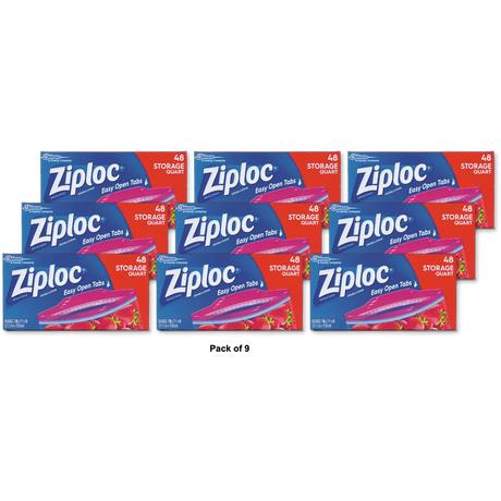 Ziploc Quart Food Storage Bags Grip 'N Seal Technology (Pack Of 9)